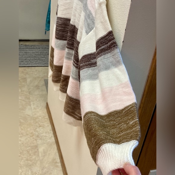 MISSLOOK Women’s Coastal Striped Pastel Balloon Sleeve Lightweight Sweater XXL - Picture 2 of 9